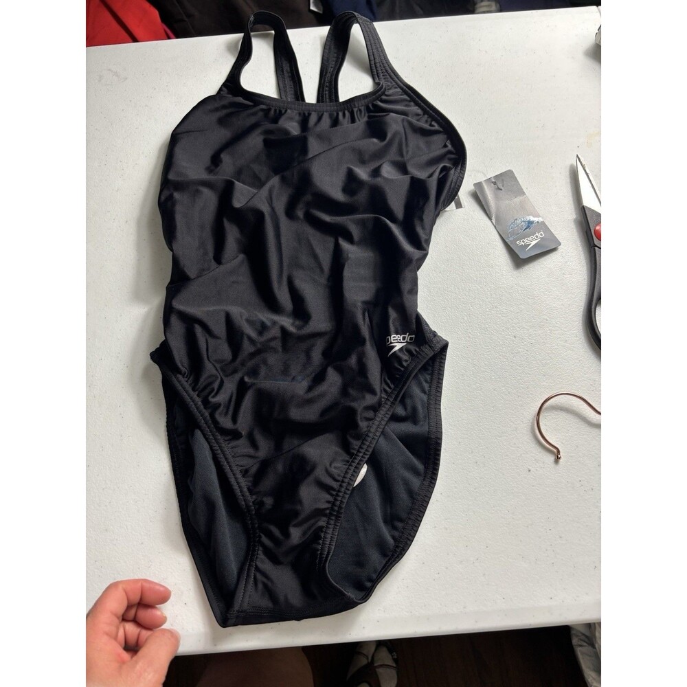 NWT Speedo Womens Swimsuit One Piece Prolt Super Pro Solid Adult - Black 8/34